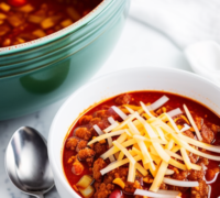 0 - bowl of chili with cheese and onions add